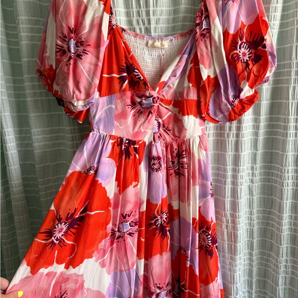 Entro Red and Purple Floral Dress